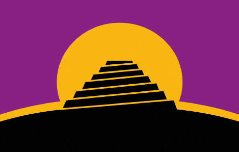 La bandiera nell’immagine, nota come Conlang Flag, è il simbolo delle lingue costruite scelto dai membri della mailing list CONLANG e rappresenta la Torre di Babele davanti al Sole che sorge